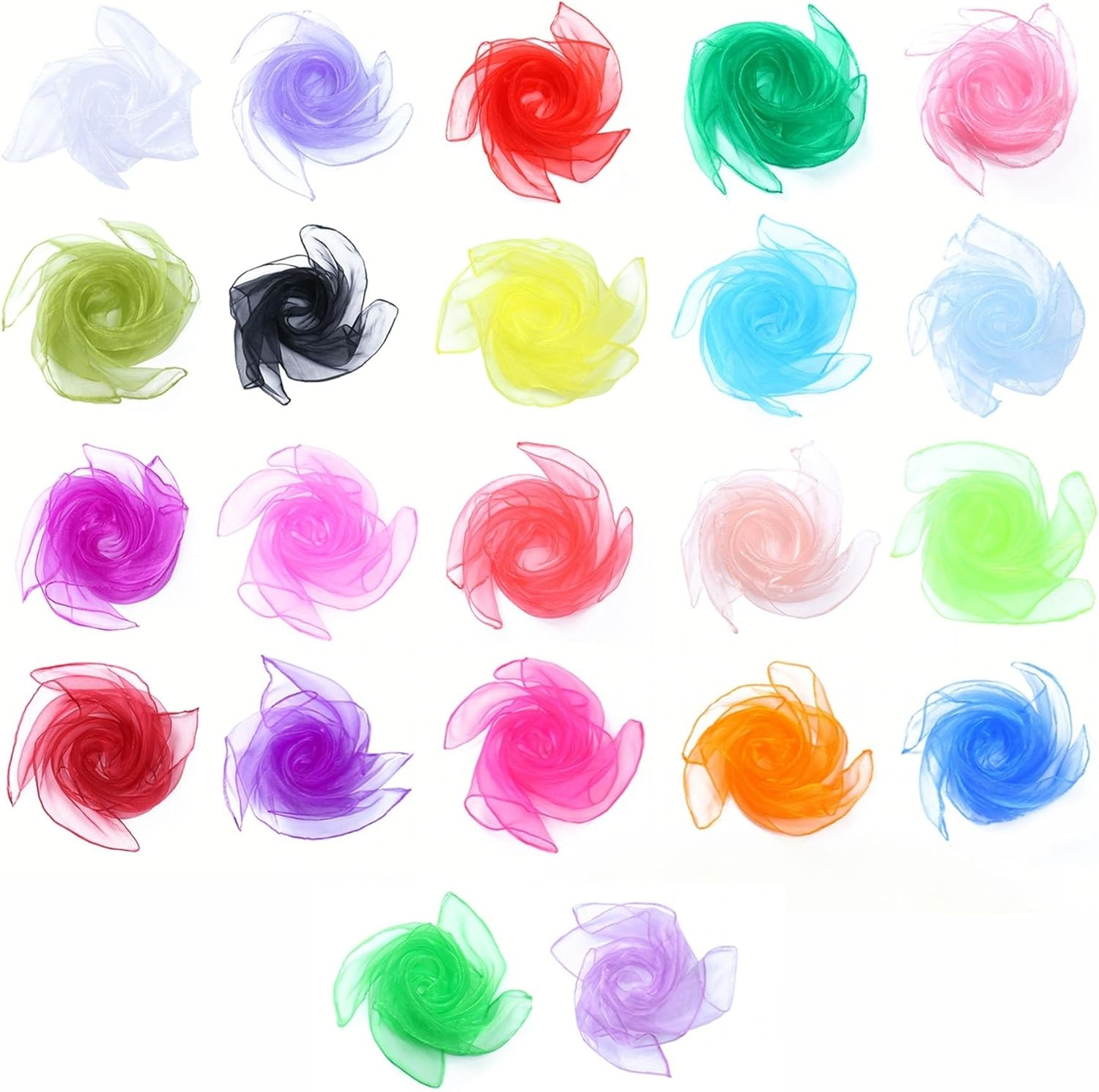 Foulard Giocoleria 22 Colori, Sciarpe Magiche Quadrate in Tessuto Leggero per Spettacolo, Danza E Giocoleria Sensoriale