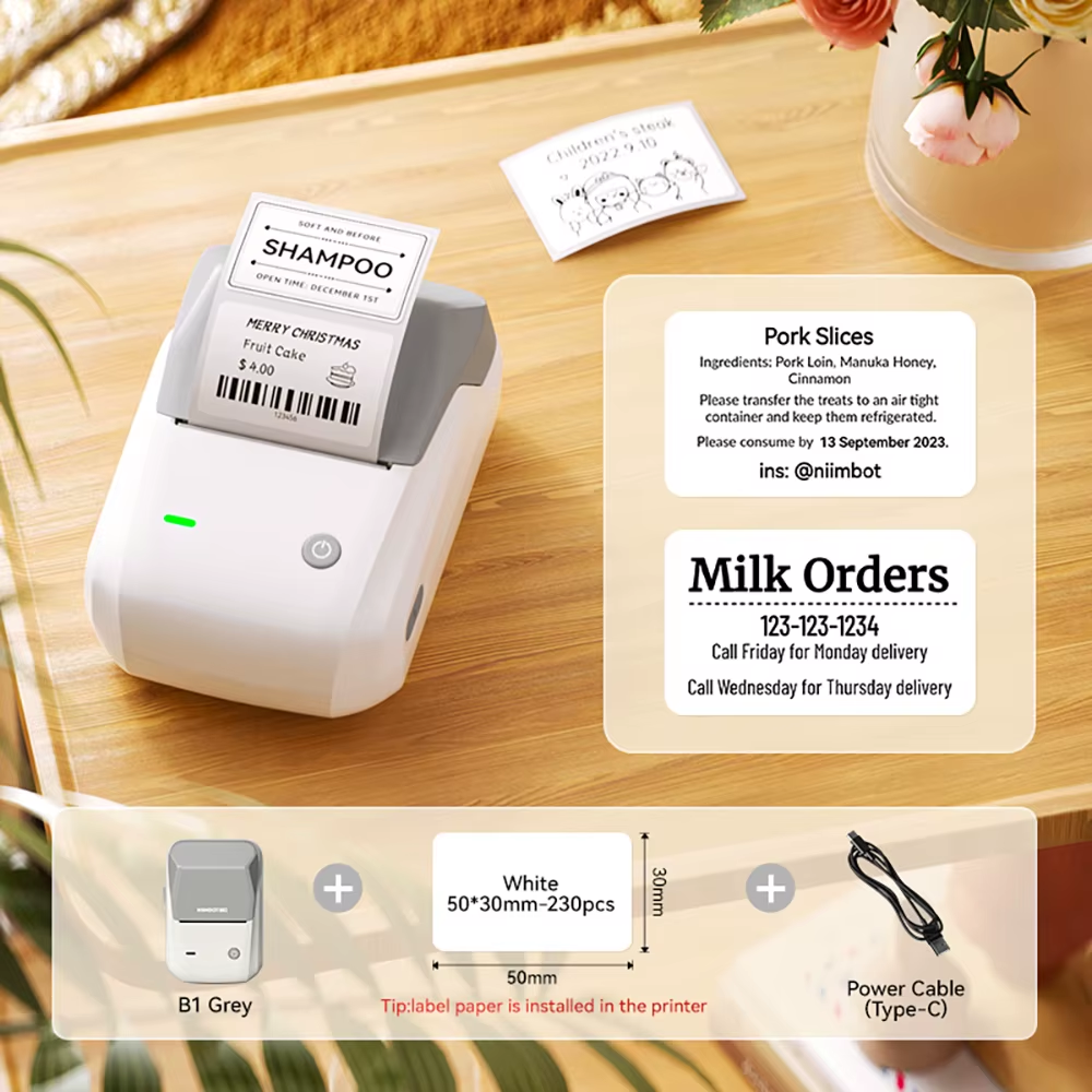 Portable  B1 Wireless Label Maker Adhesive Sticker Printer Labeling Machine DIY 20-50Mm Labels for Office Home
