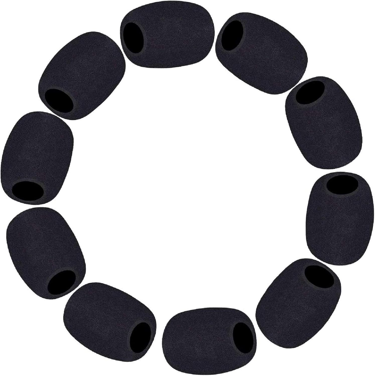 Phinus 10 Pack Lapel Microphone Windscreen, Headset Windscreen, Mic Foam Covers Lavalier Microphone Windscreen for Variety of Headset Microphone, Tough Sponge Material, Noise Reduction, Black