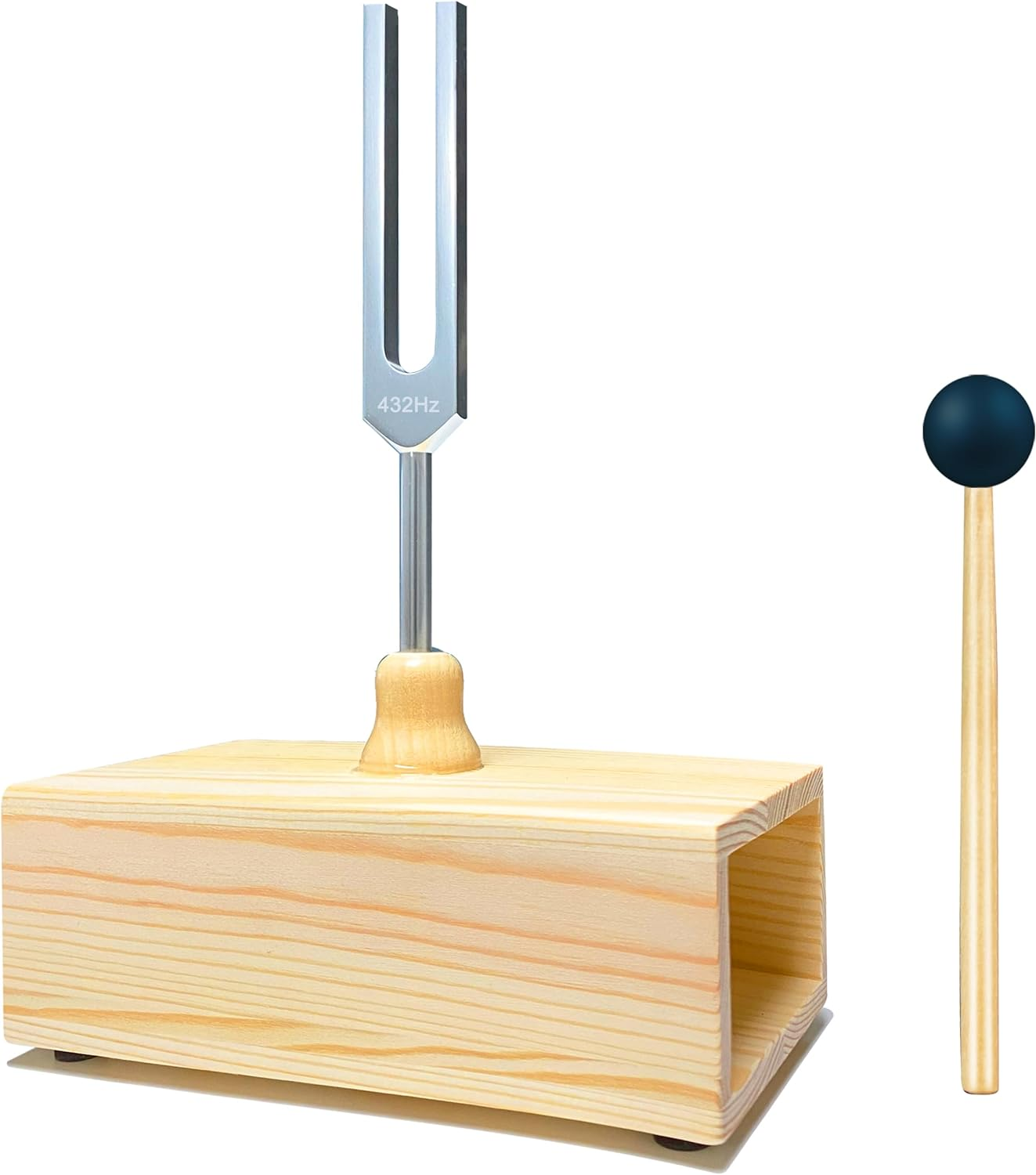 432 Hz Tuning Fork with Resonance Box, Aluminum Alloy, Wooden Speaker, Ideal for Sound Healing, SPA Aromatherapy, Tuning Fork Resonance Teaching, Hearing Tests, Meditation Etc
