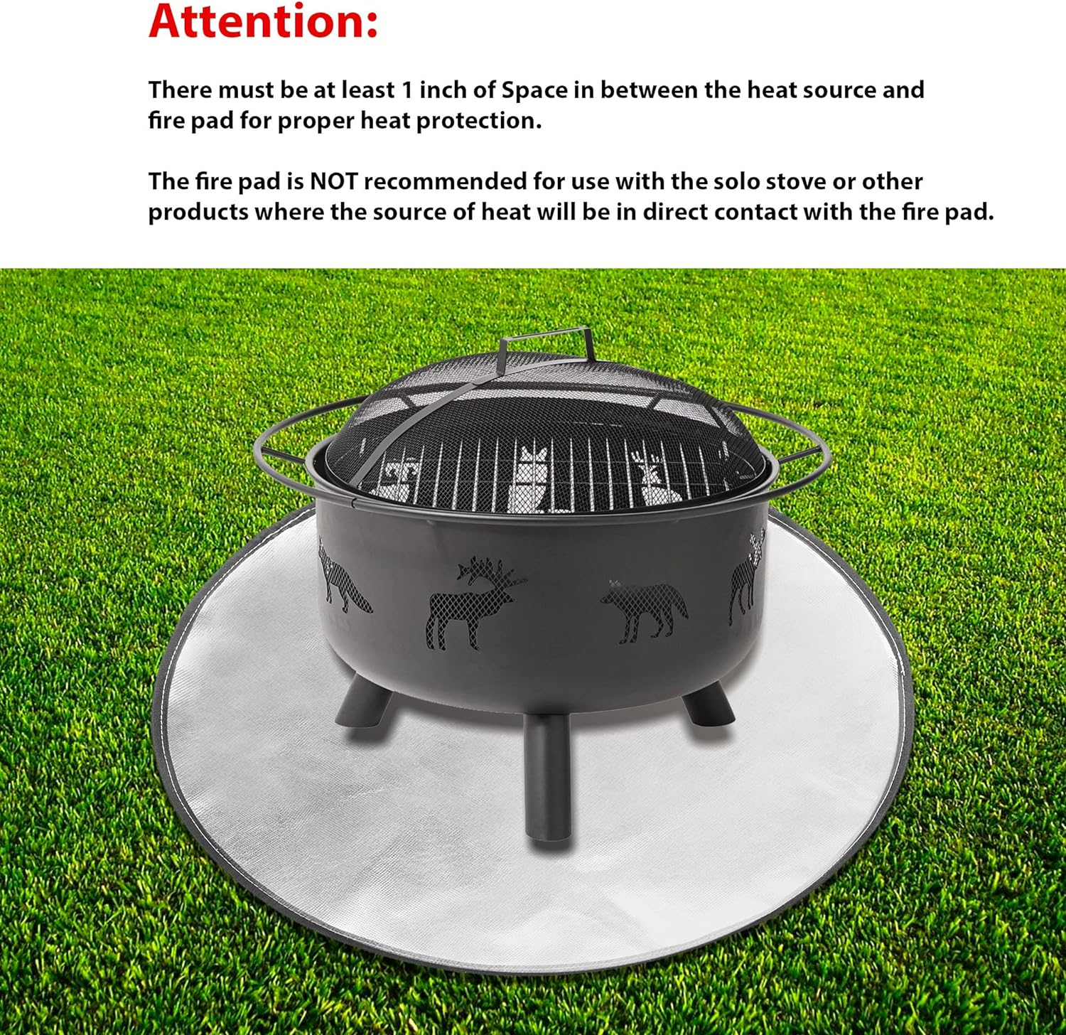 36" Diameter Round Fireproof Mat for Outdoor Patio and Deck Fire Pit - Heat S... - Picture 3 of 9