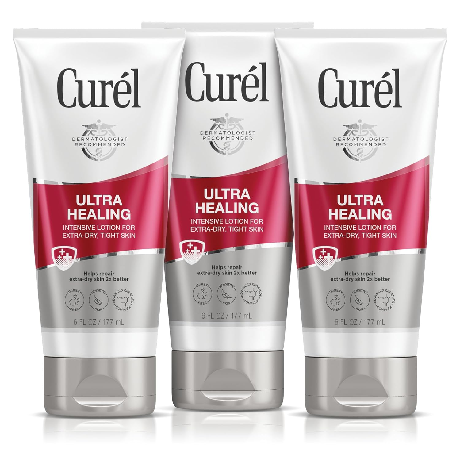 Ultra Healing Intensive Fragrance-Free Lotion for Extra-Dry Skin, Ideal for Sensitive Skin, Cruelty Free, Paraben Free, Dermatologist Recommended, 6 Oz, Pack of 3