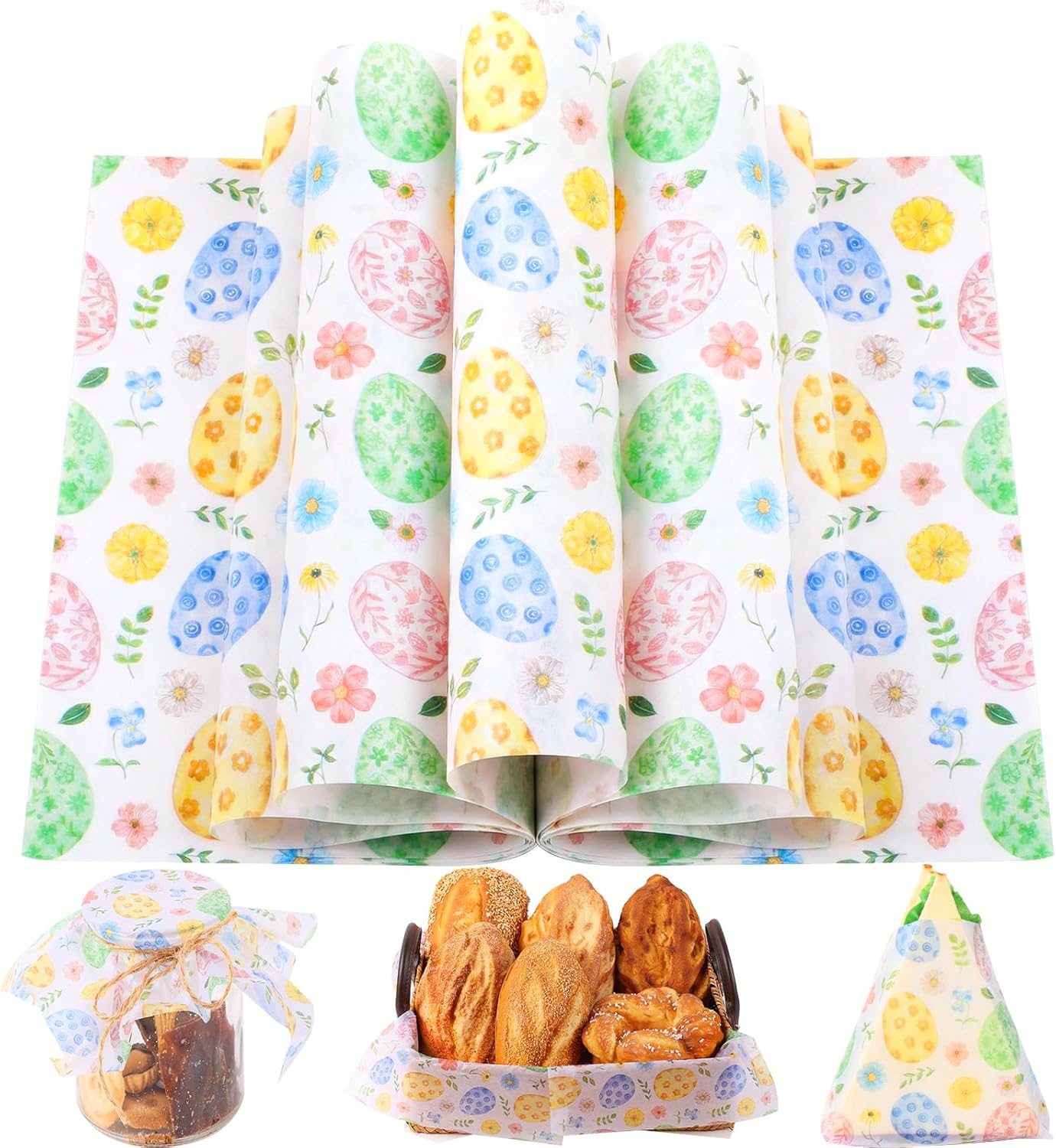 Easter Eggs Wax Paper Sheets - 150 Greaseproof Deli Paper for Food Use
