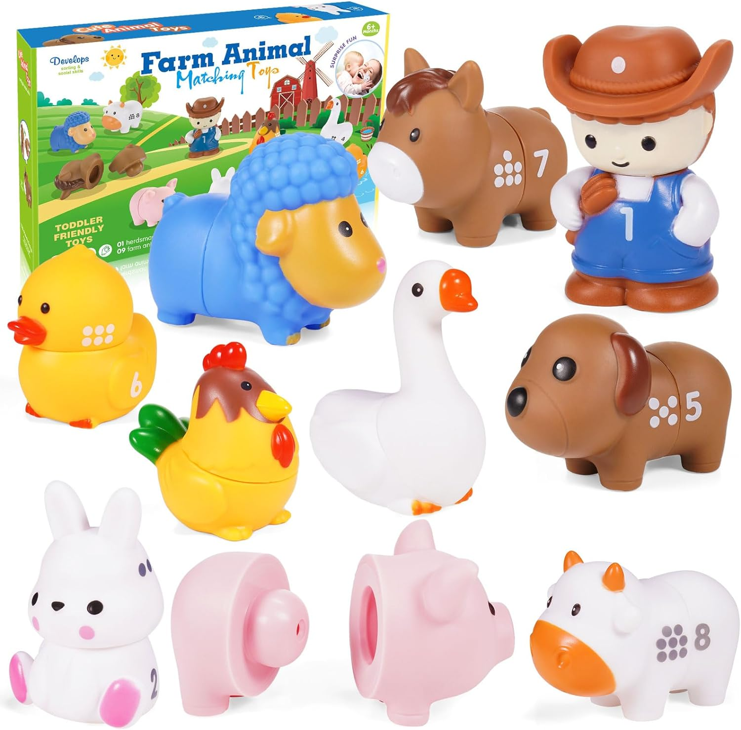 Montessori Jouet Enfant 1 à Ans, Jouets De Tri D'Animaux De La Ferme