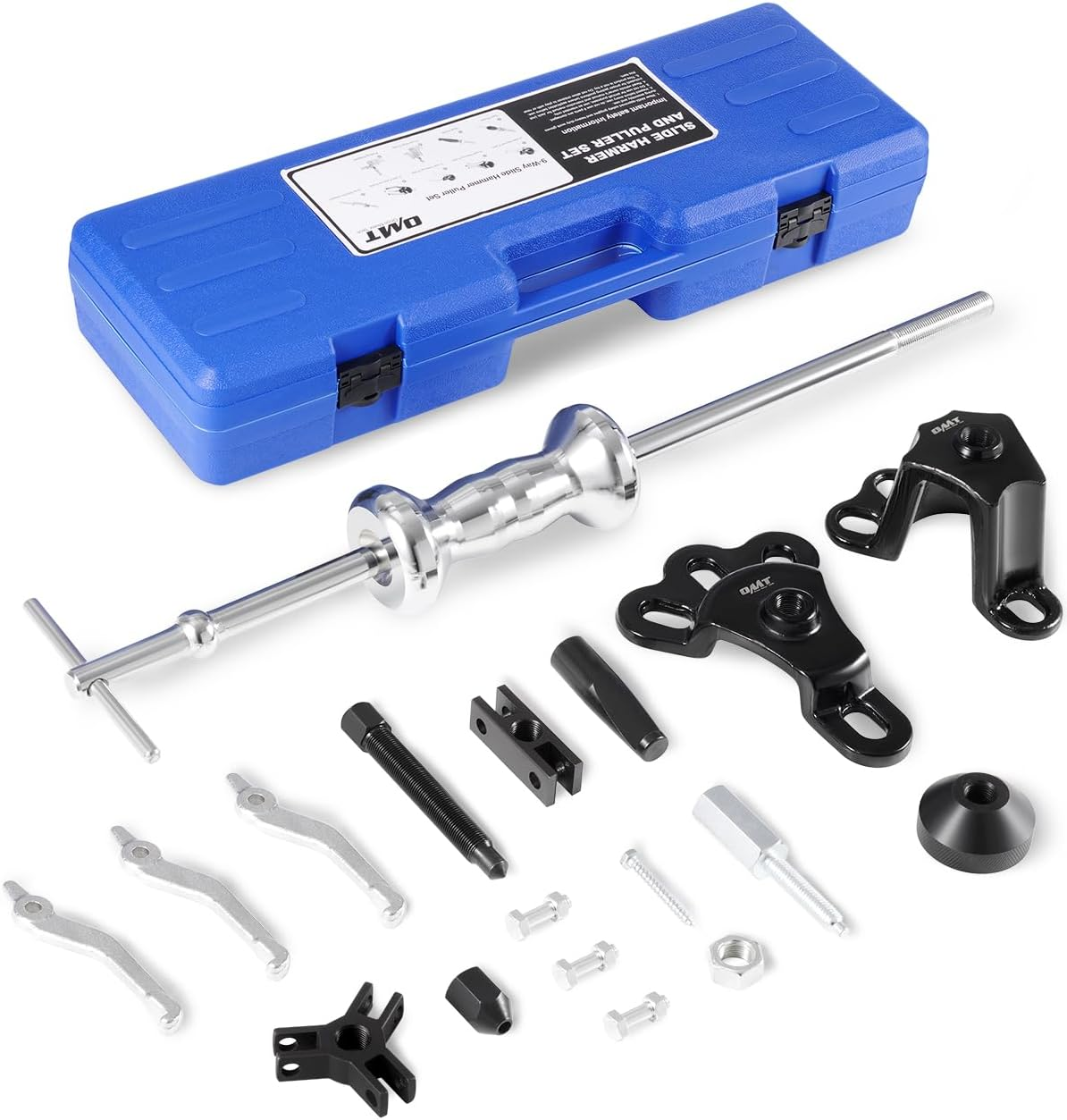 9-Way Slide Hammer Puller Set, Front Wheel Hub Bearing Remover & Rear Wheel Axle Hub Dent Shaft Puller Tool Kit, Blue