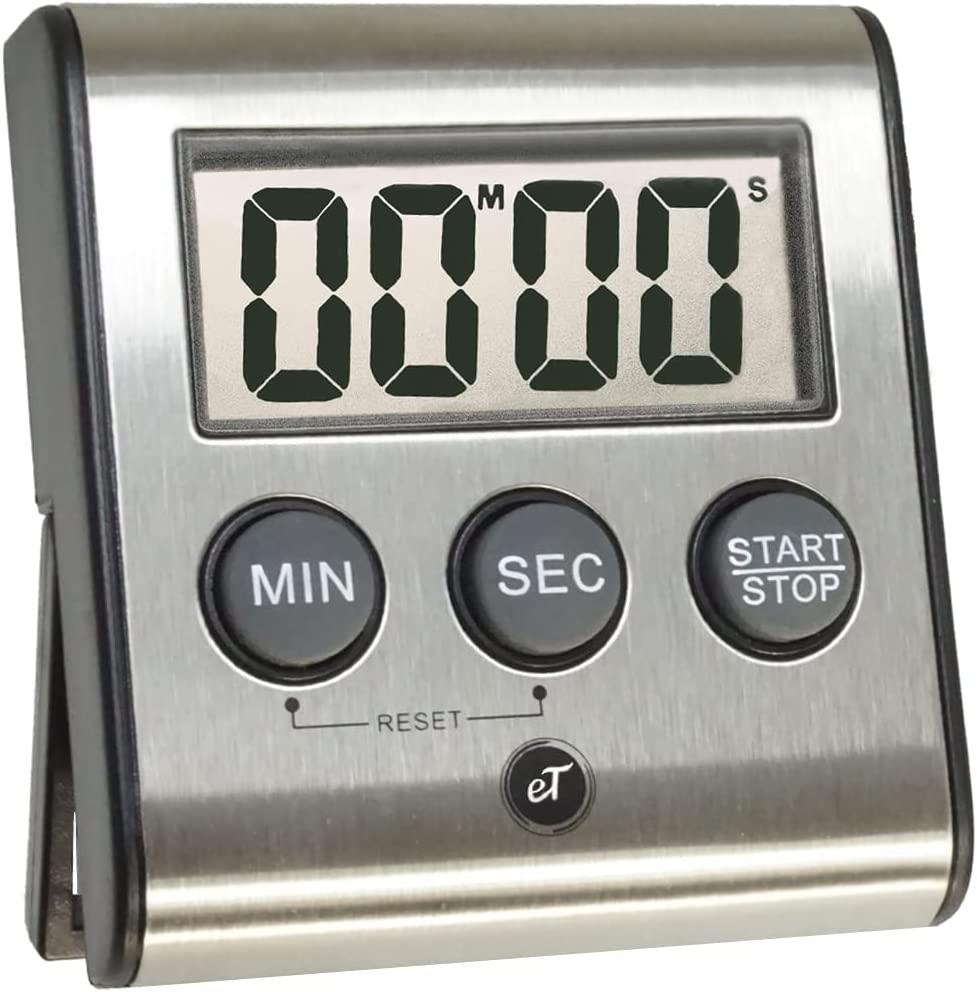 Elegant Digital Kitchen Timer, Stainless Steel Model Et-23, Super Strong Magnetic Back, Loud Alarm, Large Display, Auto Memory, Auto Shut-Off by