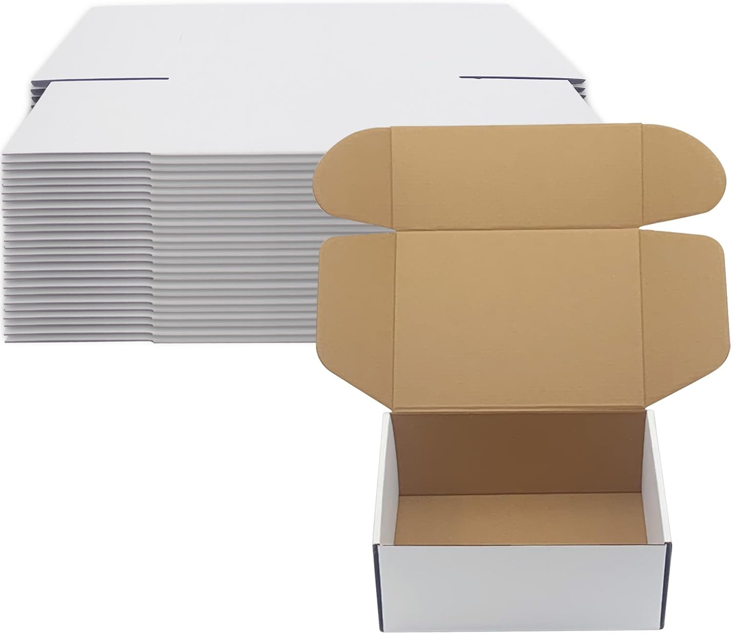 9X7X4 Inch Shipping Boxes Set of 25, White Corrugated Cardboard Box Mailer Boxes for Packaging Small Business Shipping,Mailing Boxes Bulk for Birthday Wedding Party Book Literature Gift Giving