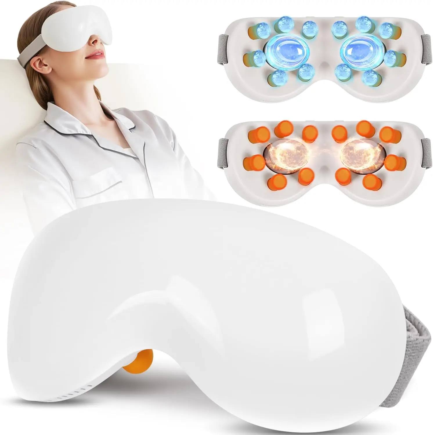 Eye Massager with Heat and Cooling 12 Vibration Node Rechargeable Eye Care Device with Bluetooth for Puffiness and Improve Sleep