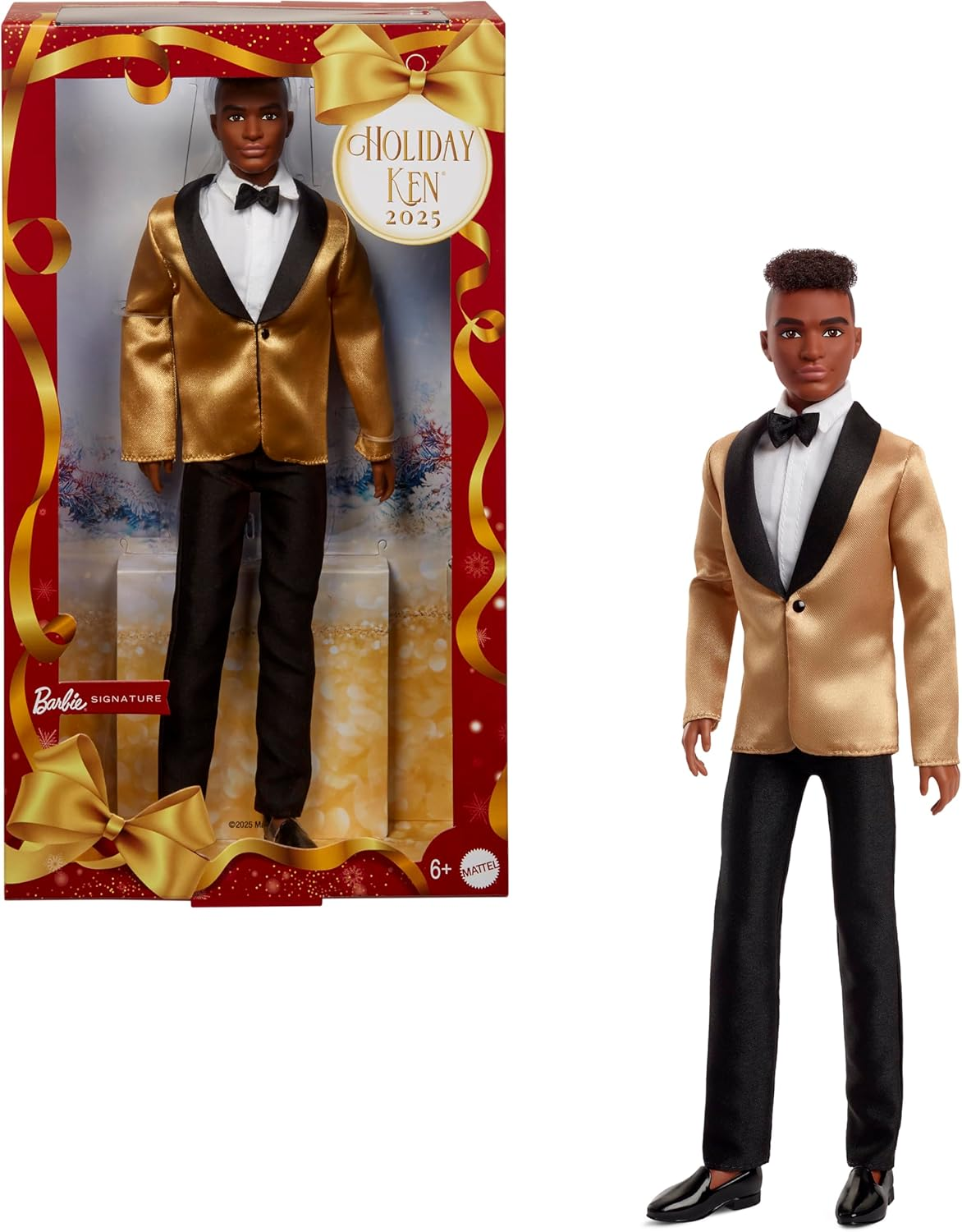 Barbie Signature 2025 Holiday Ken Doll 2 Black Hair Golden Suit | eBay