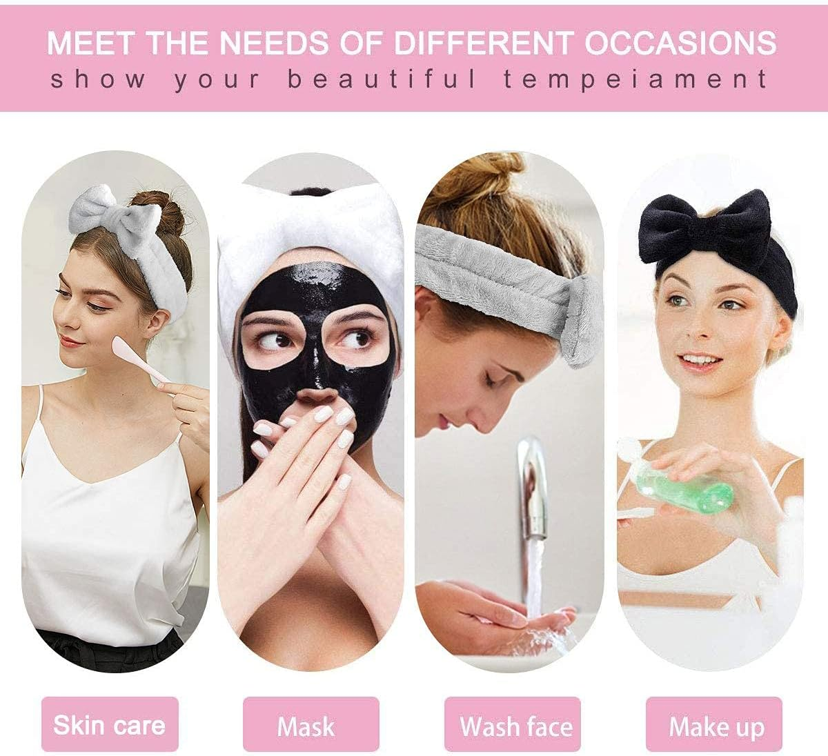 ZANZER 8 Pcs Makeup Spa Headband,Face Wash Facial Headband and Wristband Set,... - Picture 8 of 14