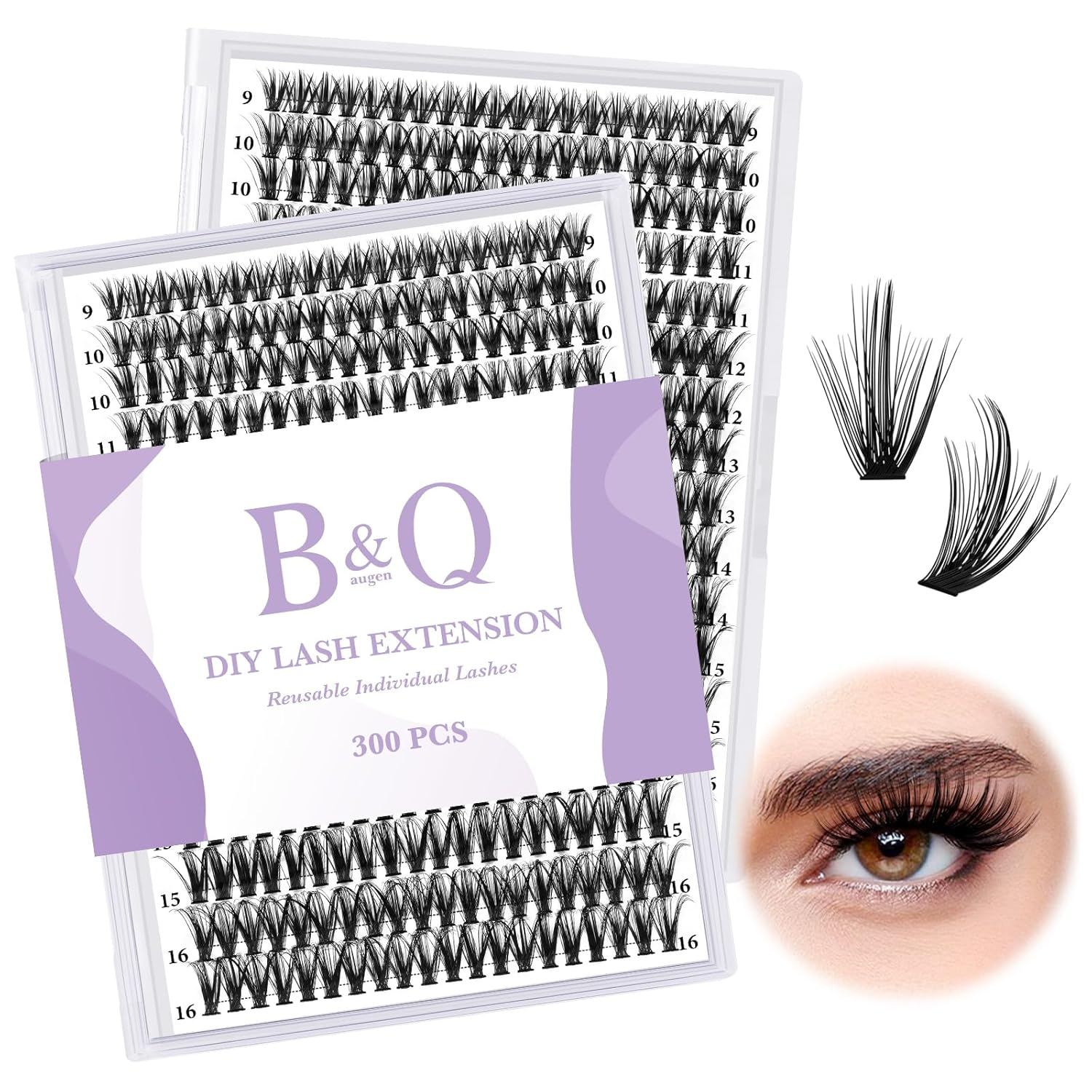 B&Q Manga Lash Clusters DIY Individual Lashes 50D-0.07D-9-16MIX 300 PCS False Eyelash Cluster Manga Lashes Cluster 30D 40D 50D D Curl Lash Clusters DIY Lash Extensions at Home (50D-0.07D,9-16MIX)