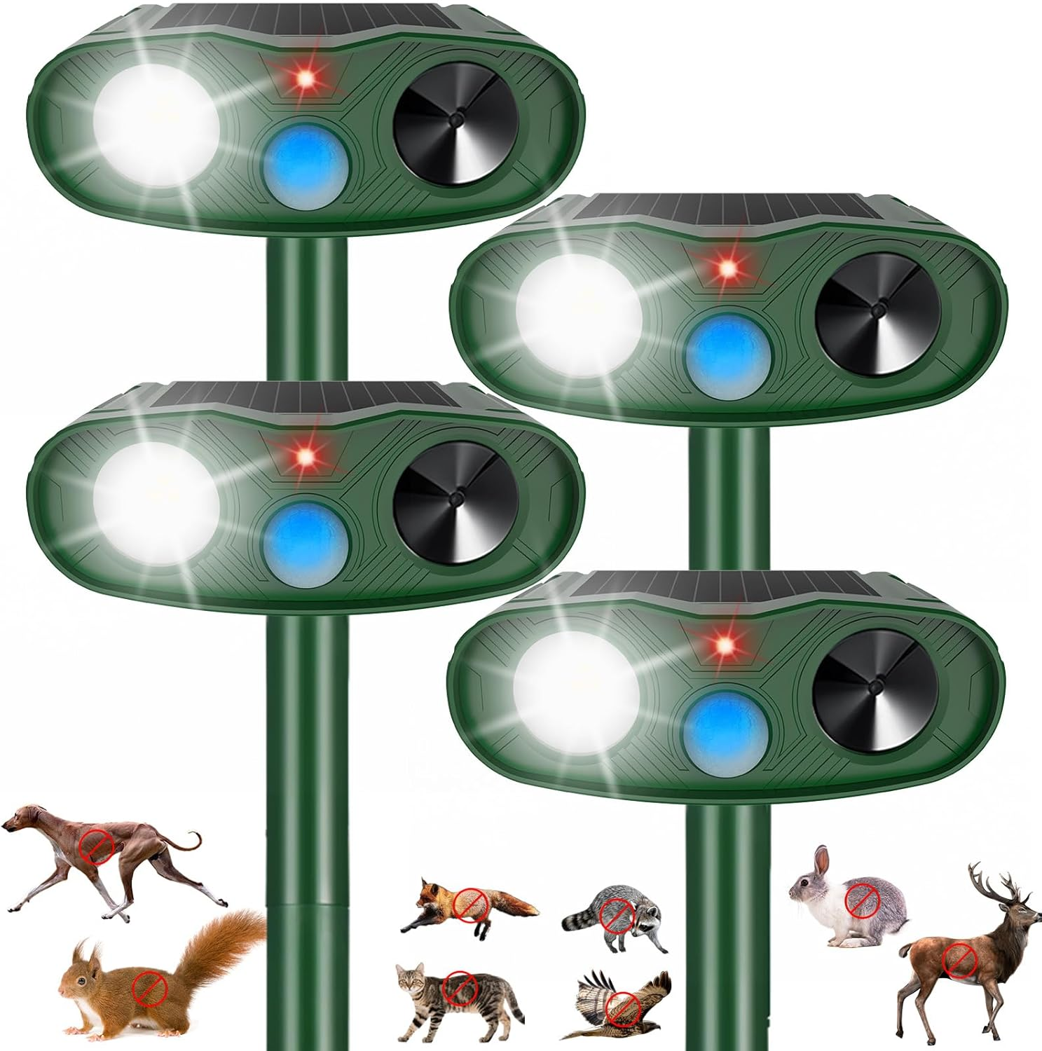 2026 Sonic Fortress Pro Deer Repellent Devices, Racoon Repellent Outdoor Squirrel Fortress Pro IP65 Animal Repeller Cat Deterrent with Motion Sensor&Flash Light to Scare Dog Out of Garden Yard(4)