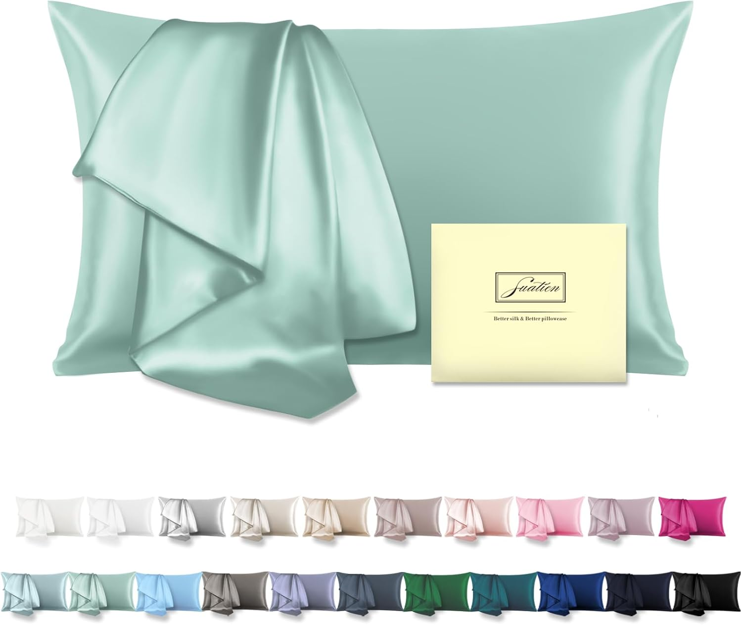 Mulberry Silk Pillow Cases Standard Size Silk Pillowcase for Hair and Skin with Zipper Soft Breathable Smooth Cooling Silk Pillow Case for Sleeping,Gifts for Women (Sage Green,20