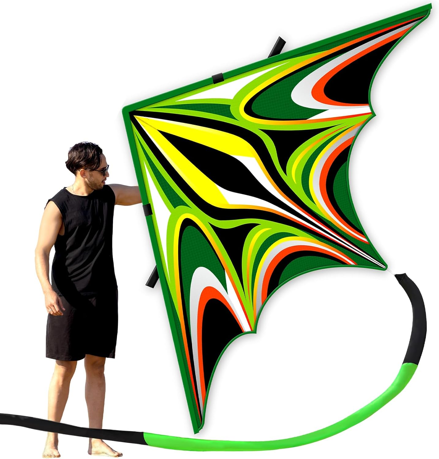 Large Green Delta Kite for Adults - Easy to Fly, Perfect for Beach Fun!
