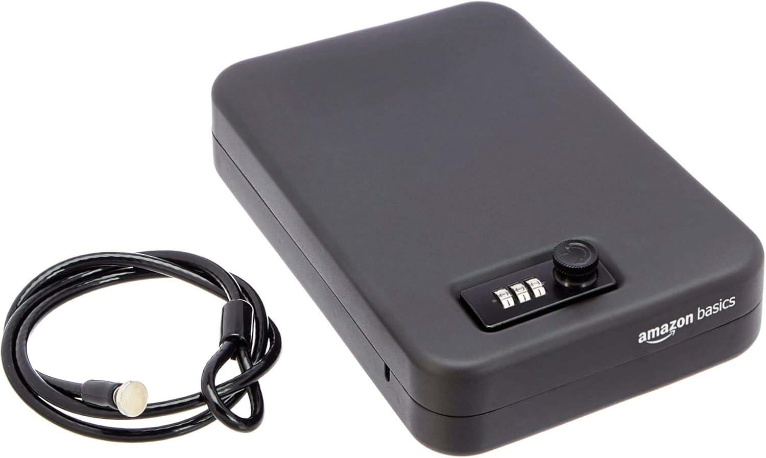 Amazon Basics Portable Security Case Lock Box Safe with Combination Lock for Documents, Valuables, Personal Items, Dorm Room, Home, Large, Black