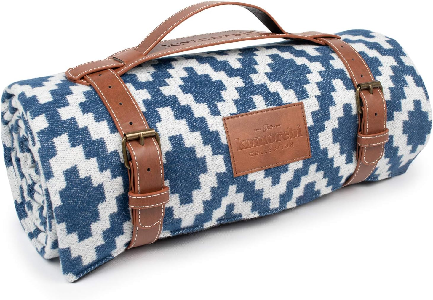 Extra Large Picnic Blanket - 78” X 59” - Waterproof Outdoor Blanket, Foldable & Portable Sandproof Beach Blanket - Blue Travel Mat with Soft Cotton & Carry Handle