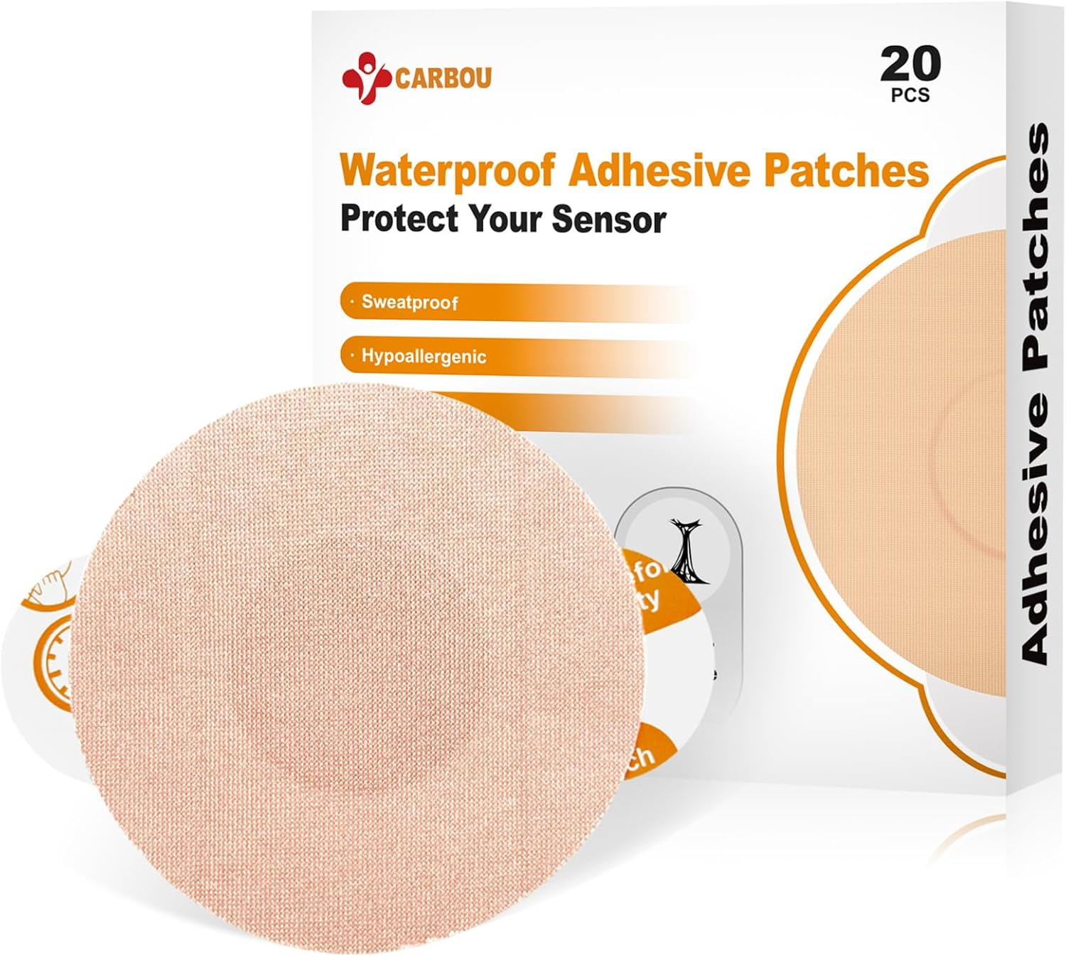 Freestyle Libre 2/3 Sensor Covers,20Pcs Freestyle Adhesive Patches Waterproof CGM Cover for Libre,Enlite,Guardian –No Glue in the Center,Long Fixation for Your Sensor