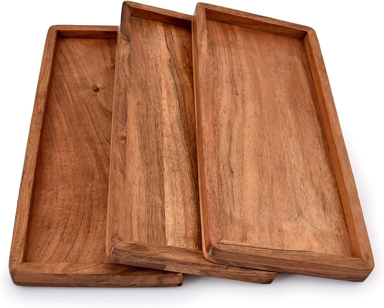 Bandejas Rectangulares Madera De Acacia Set De 3 Para Charcuteria Frutas Botanas