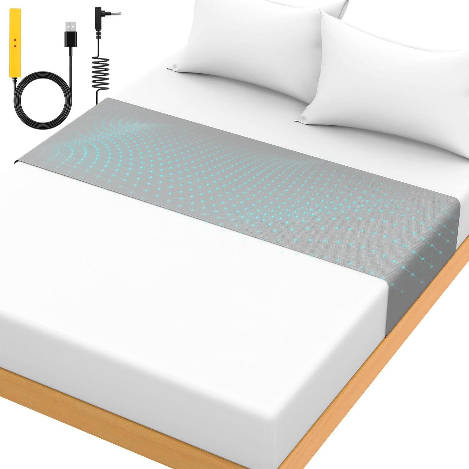 Grounding Mat for Bed 90% Organic Cotton+10% Pure Silver Fiber, Grounding Fitted Sheets for All Mattress Sizes, with Static Grounding Cord and Test Pen (Gray, 105.3 * 23.1 Inch)