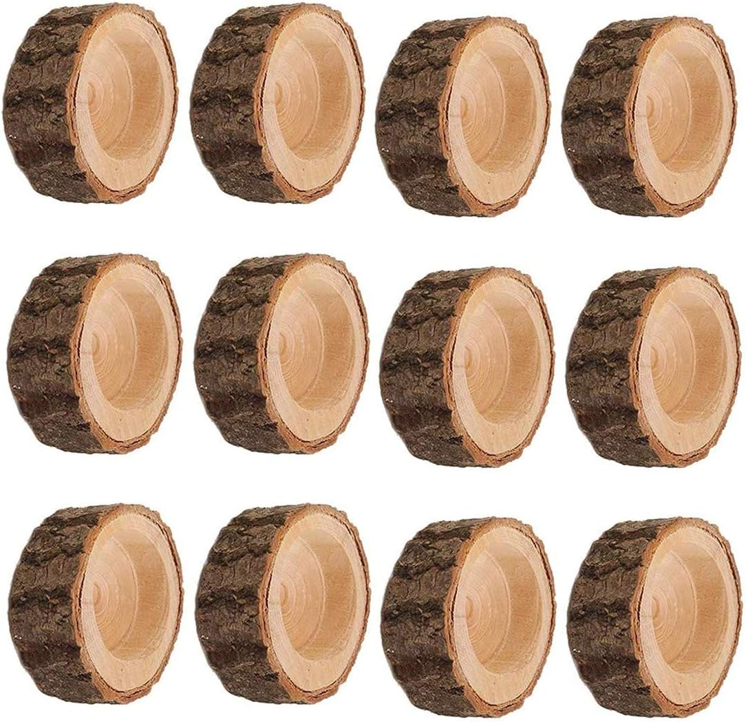 Personalized Wooden Tea Light Candle Holders - 12Pcs (2.36Wx0.98H)
