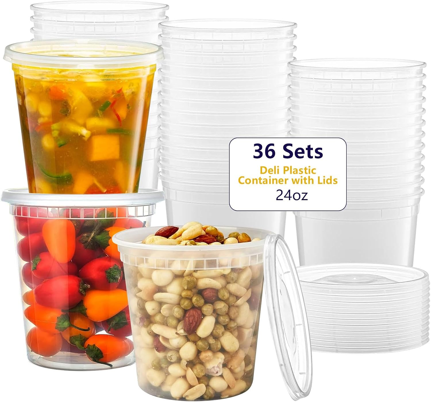 36-Pack 32 oz Plastic Deli Food Containers with Lids plastic soup containers ... - Picture 11 of 20