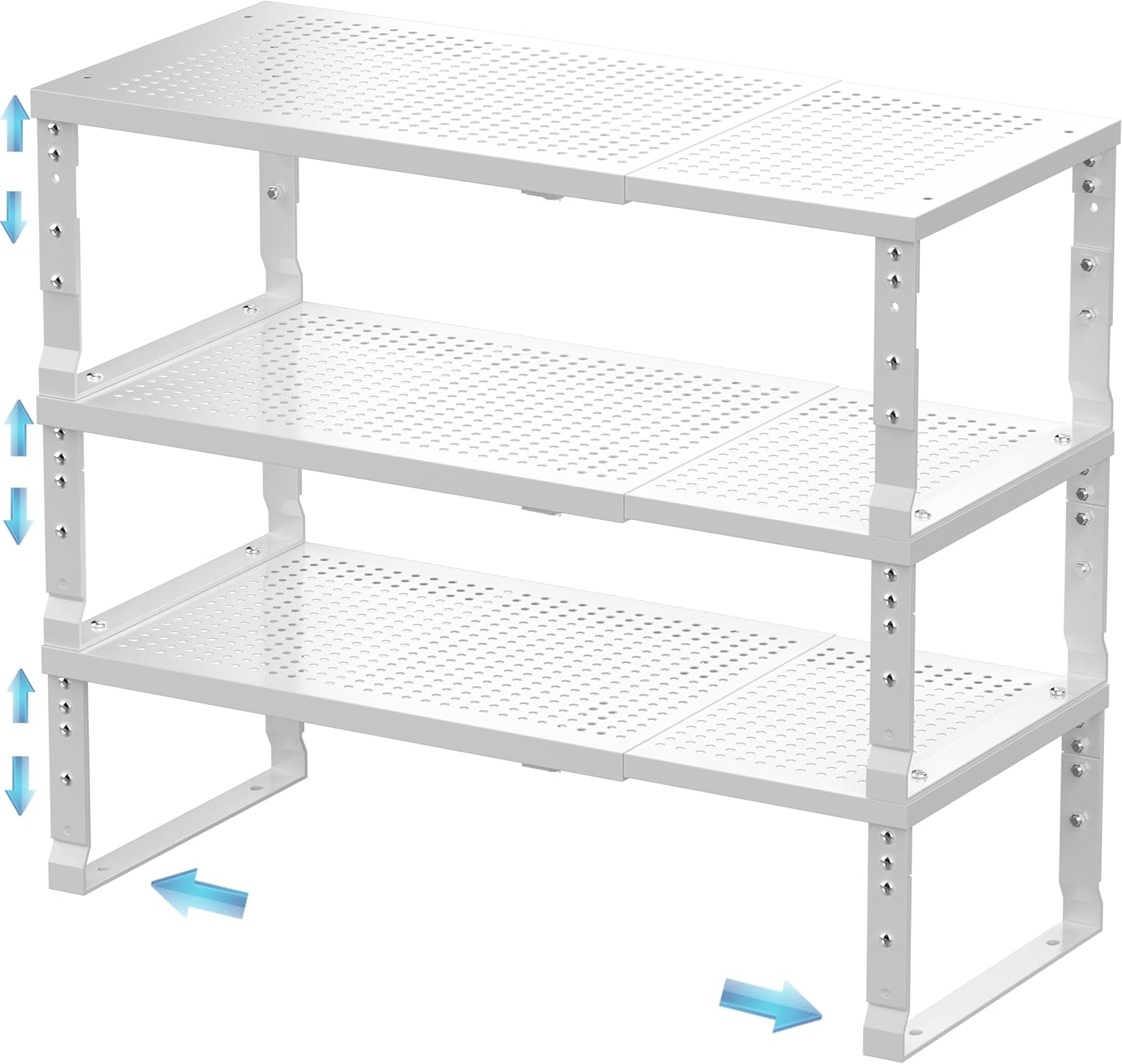 Expandable Spice Rack & Kitchen Cabinet Organizer - Stackable, Adjustable Shelves for Cabinets, Countertops, Cupboards & Pantries(3 Packs/Meduim/White)
