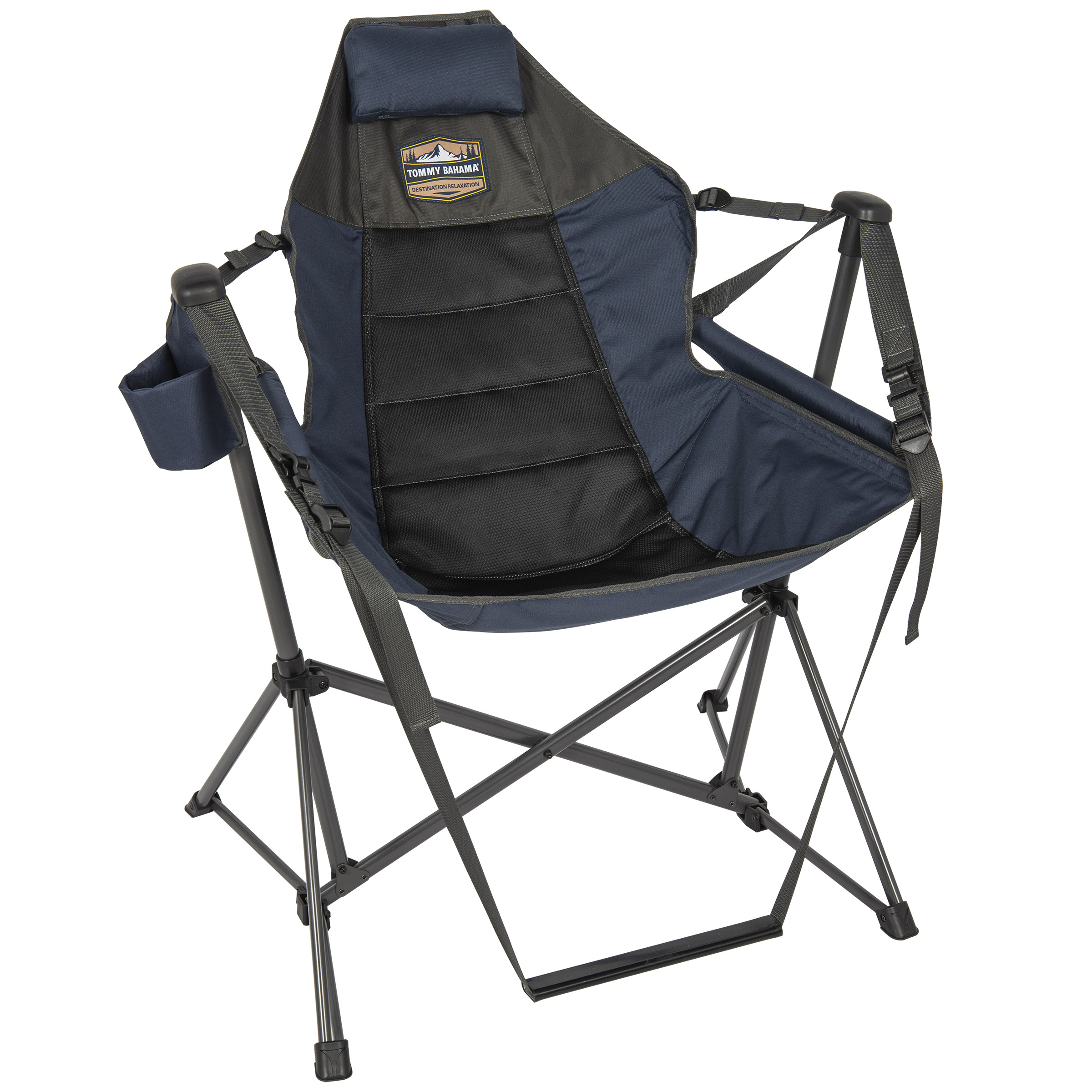 Tommy Bahama Swinging Hammock Chair, Footrest, Navy Blue, Camping, Outdoor, NEW