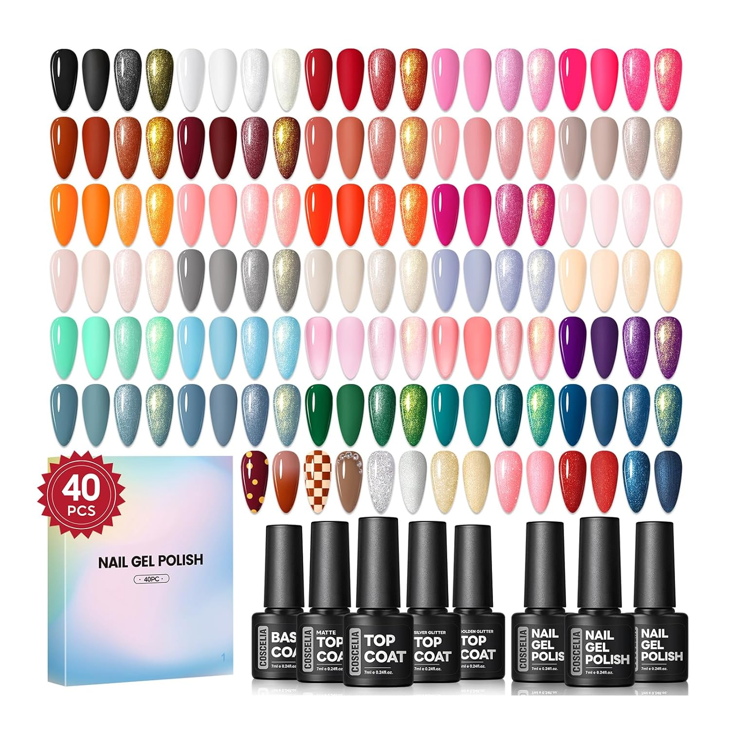 40PCS Gel Nail Polish Kit with U V Light and Drill Starter Kit 35 Colors Gel Po