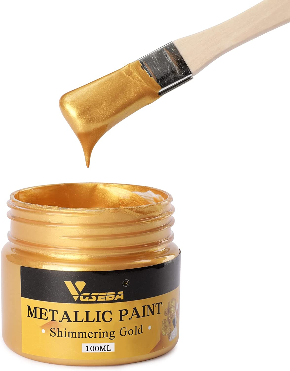 Acrylic Paint Metallic Gold, Non Toxic, Non Fading, 100Ml Gold Leaf Paint for Art, Painting, Handcrafts, Ideal for Canvas Wood Clay Fabric Craft Supplies
