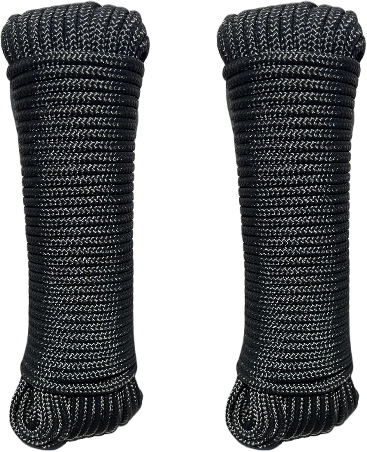 1/4 Inch by 80 Feet Black Diamond Braid Polyester Rope I Multipurpose Clothelines Rope, UV Resistant & Excellent Shock Absorption I Ideal Use for Camping & Marine (2-Pack)