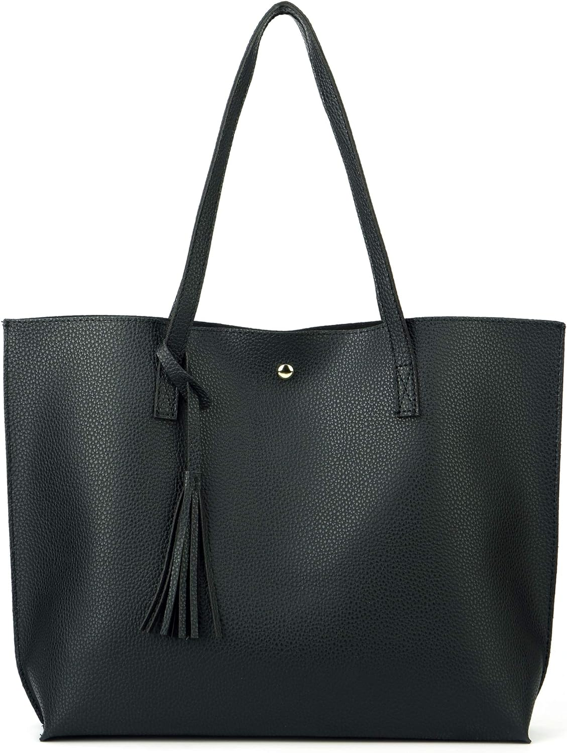 Women’s PU Faux Leather Tote Bag – Top Handle Satchel with Tassel Shoulder Strap