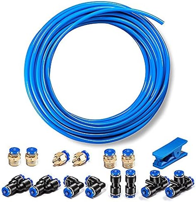 Pneumatic Tubing Blue PU Air Hose Pipe Tube Kit 6Mm OD 4Mm ID 39.4Ft/12 Meter 