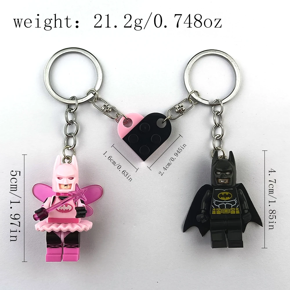 2Pcs Beautiful Handmade 3D Bat Couple Keychain Fairy Figure Pendant Phone Key Ring Backpack Accessory Gifts for Him Y2K Jewelry