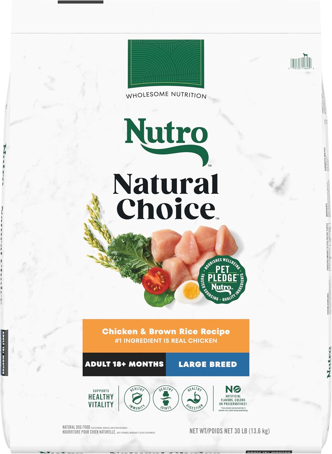 Nutro Natural Choice Adult Large Breed Dry Dog Food, Chicken and Brown Rice Recipe, 30 Lbs.
