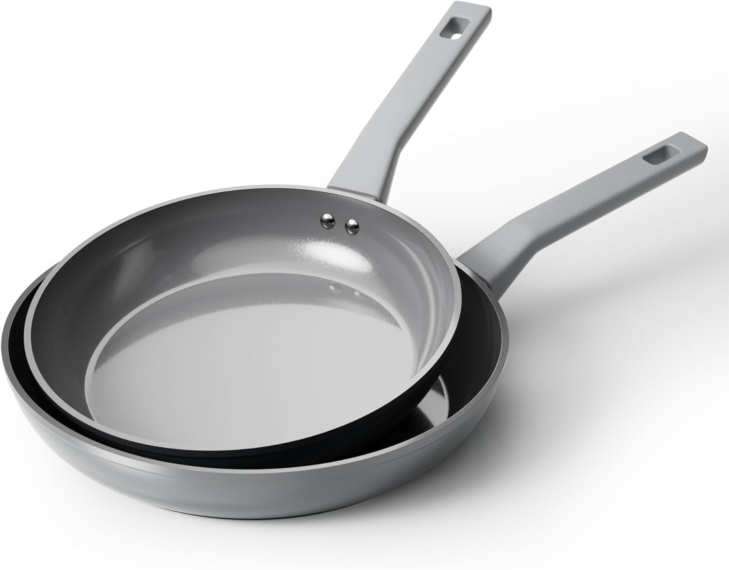 Diamond-Titanium Ceramic Nonstick Fry Pan Set, 10In & 12In Frying Pans, PFAS PFOA PTFE Free, Dishwasher Safe & Induction Compatible Cookware with Cool-Touch Handle, Gray