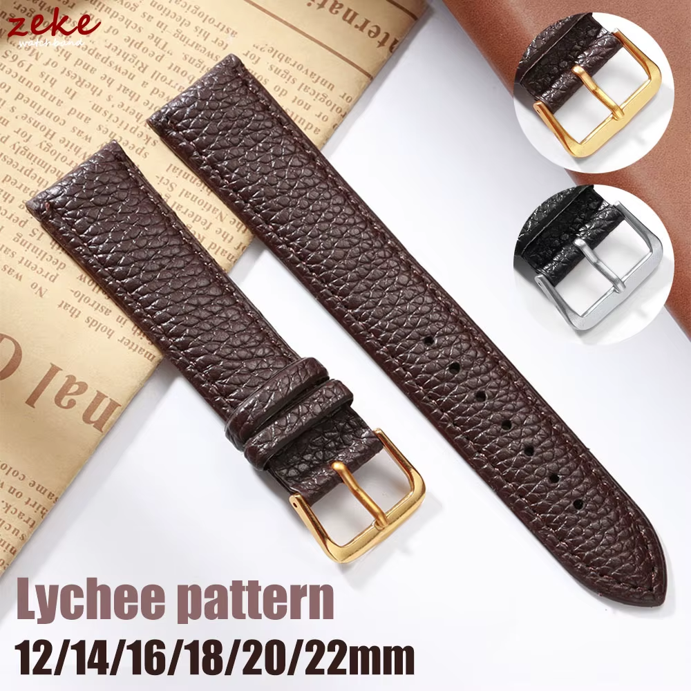 Universal Leather Watch Band 12Mm 14Mm 16Mm 18Mm 20Mm 22Mm Straps for Women Silm Wristband Metal Gold Silver Buckle Bracelets