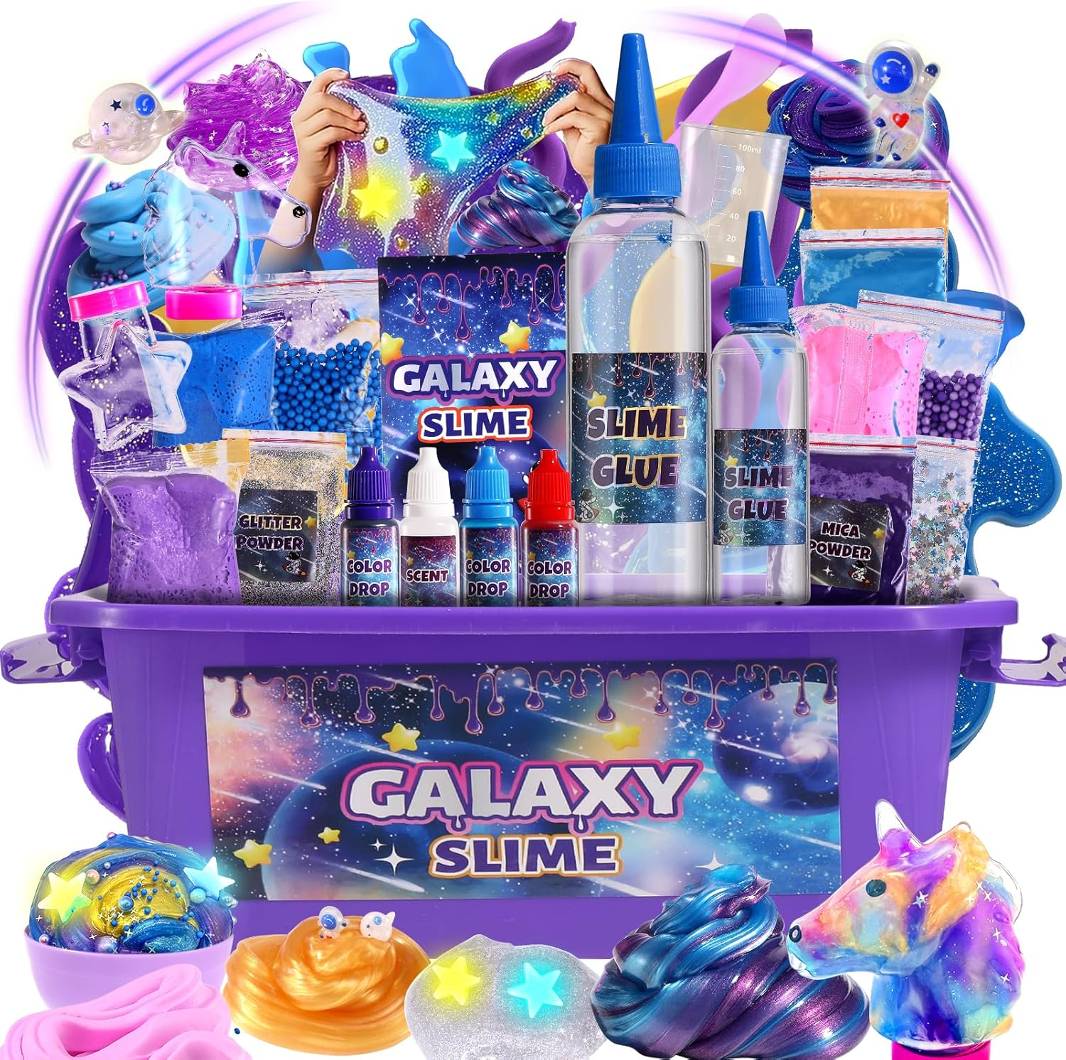 Mini Galaxy Slime Kit, with Glow in the Dark Stickers,Making Butter Slime, Dark