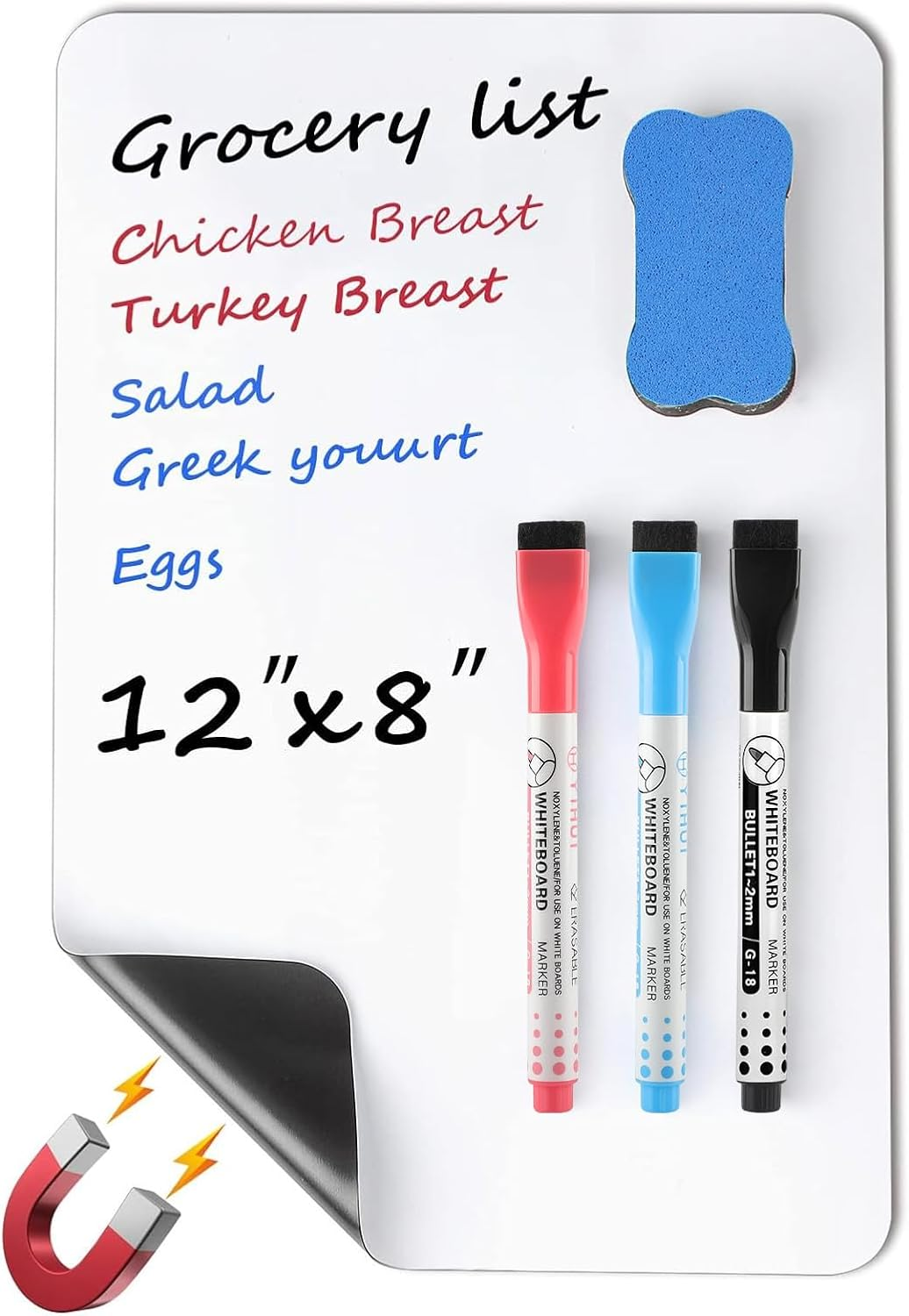 Small Magnetic Dry Erase Board Sheet for Refrigerator, Fridge Whiteboard for Kitchen, 12