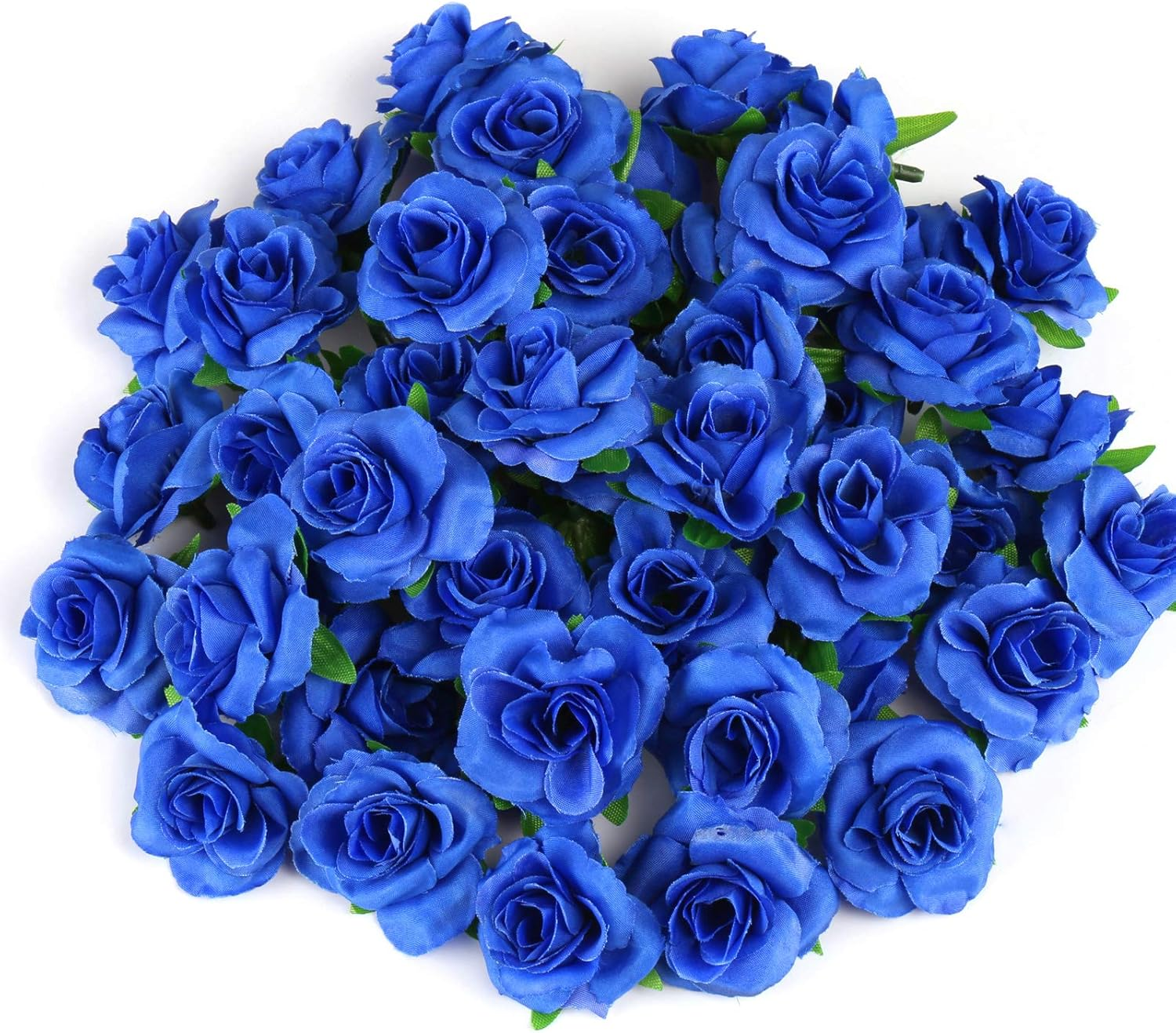50pcs Royal Blue Roses Artificial Flowers Bulk Small Silk 1.6