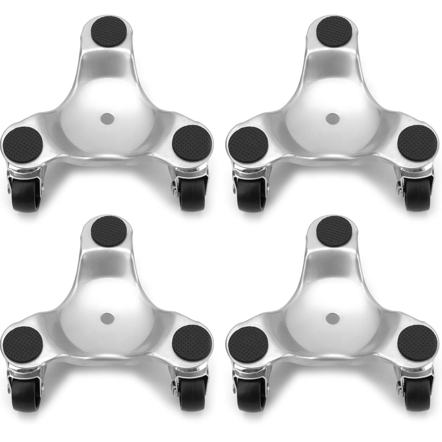 Yopay 4 Pack Steel Tri-Dolly, 200 Lbs Load Capacity 3 Wheel Mover’ S Dolly for Moving Cabinet, Furniture, Appliances, 6 Inch
