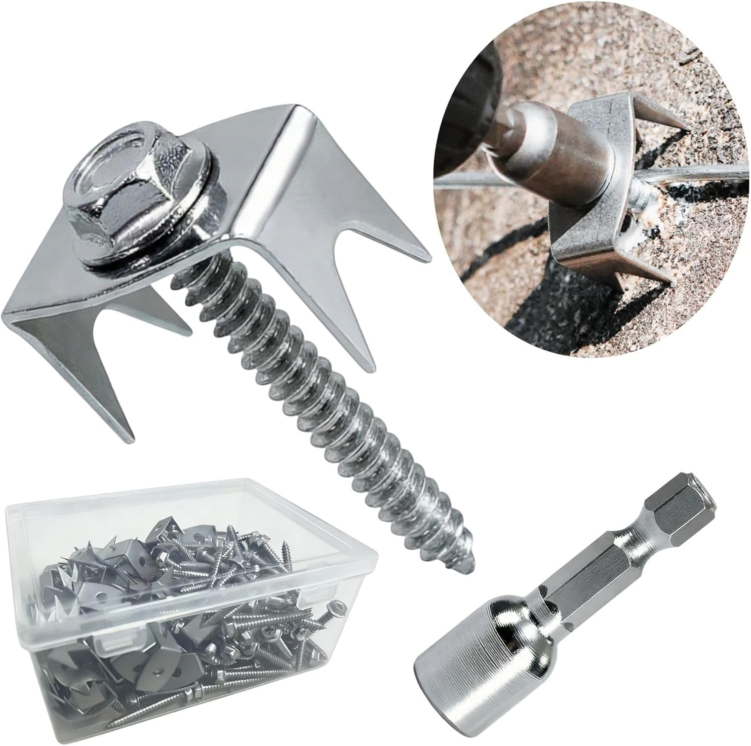 100 Pcs Fence Staples for Wire Fencing, 1.6 Inch Galvanized Steel Fasteners with Hex Socket, Reusable Wire Fence Clips for Chicken Wire, Cattle Panels, and Garden Mesh (100 Pack)