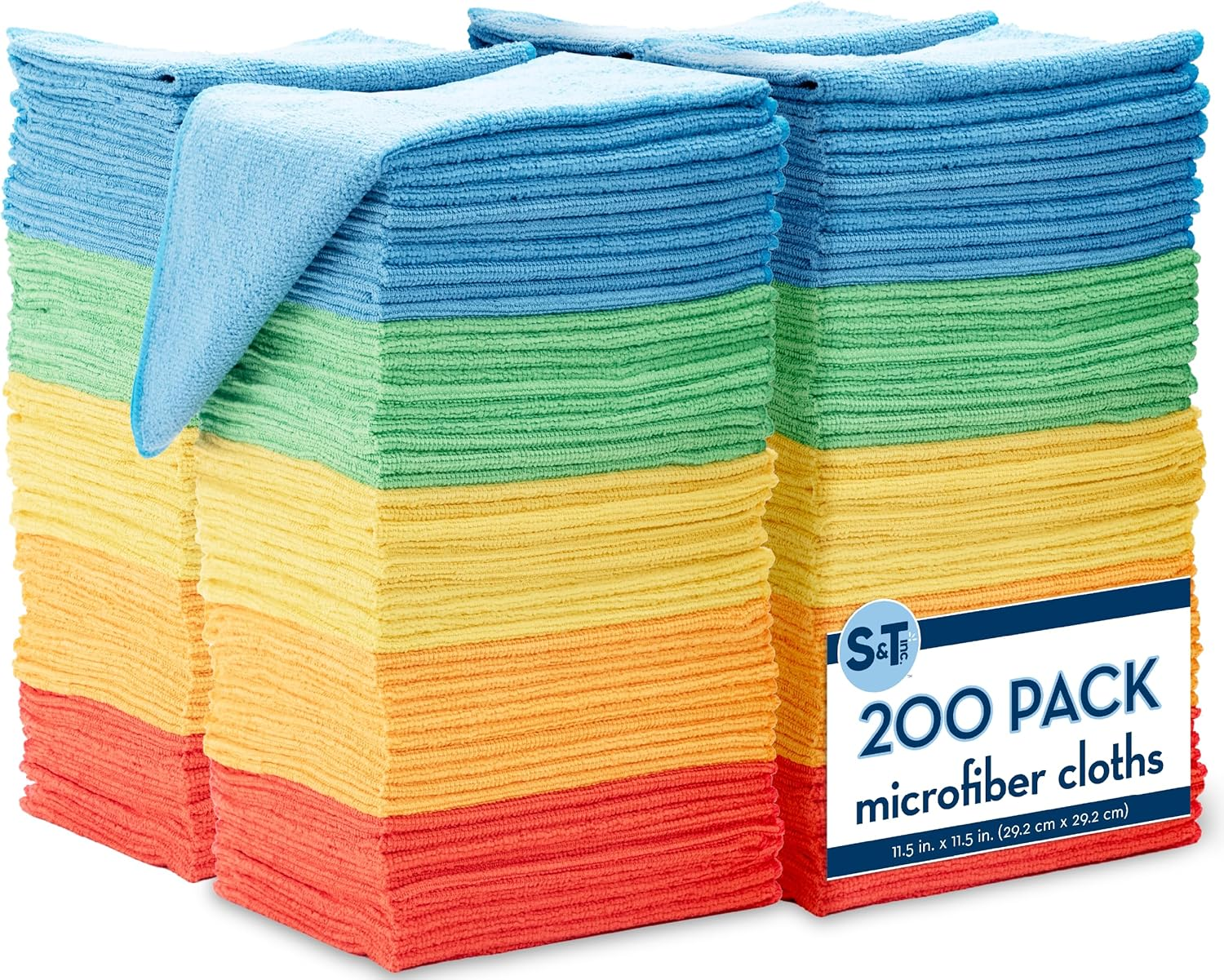 200 Pack Microfiber Cleaning Cloth, Bulk Microfiber Towel for Home, Reusable Microfiber Towels for Cars, Assorted, 11.5 In. X 11.5 In., 200 Count