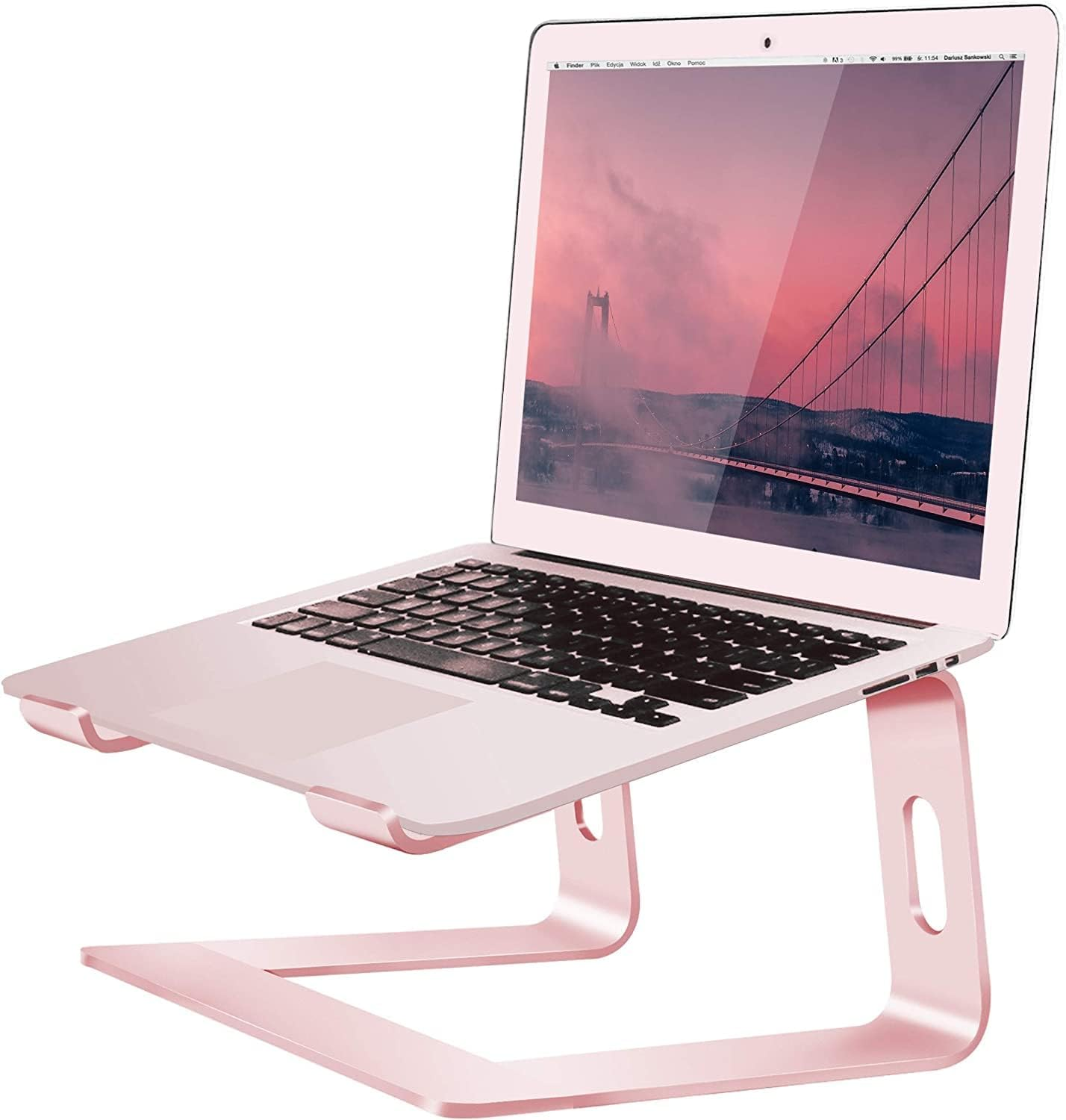Laptop Stand Aluminum Laptop Riser Compatible with Apple Mac MacBook Air Pro 10 to 15.6 Inch Notebook Computer, Ergonomic Elevator Holder (Pink)