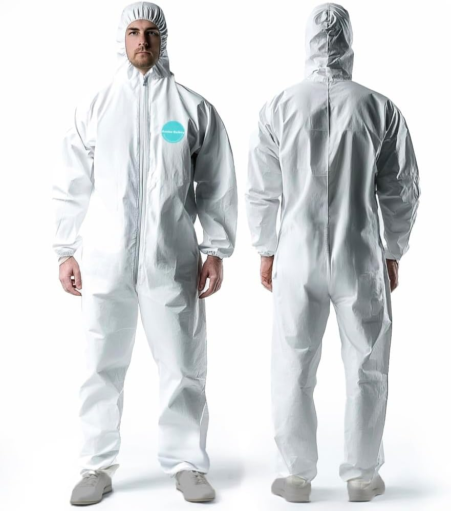 Hazmat Suits, Heavy Duty Full Body Disposable Paint Suits, Coveralls with Hood, Elastic Wrists and Ankles (Xx-Small)