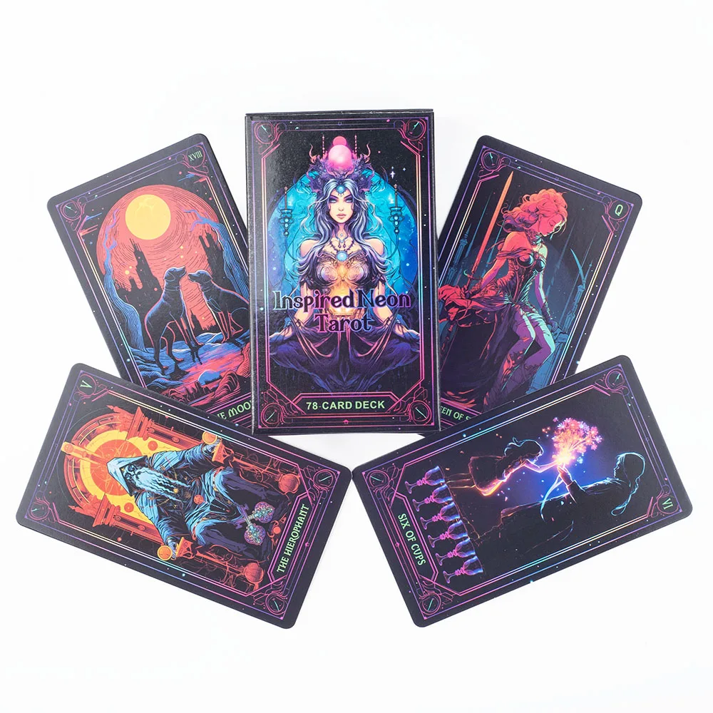 Inspired Neon Tarot Cards 10.3*6Cm English Visions Divination Edition Deck Board Playing Games 78Cards