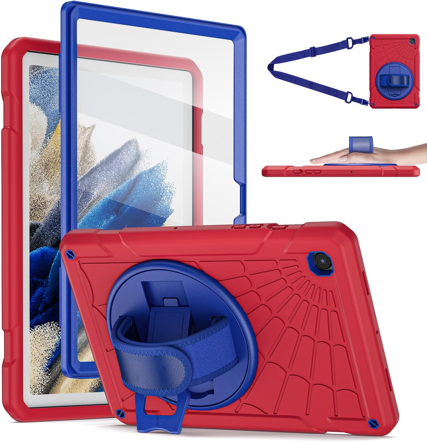 Galaxy Tab A8 10.5'' 2022 Case, 360 Rotating, Red+Blue