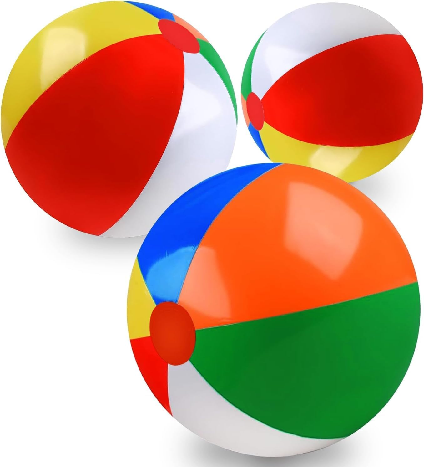 Beach Balls 3PCS, 16'' Inflatable Beach Balls for Kids Bulk, Swimming Pool Toys