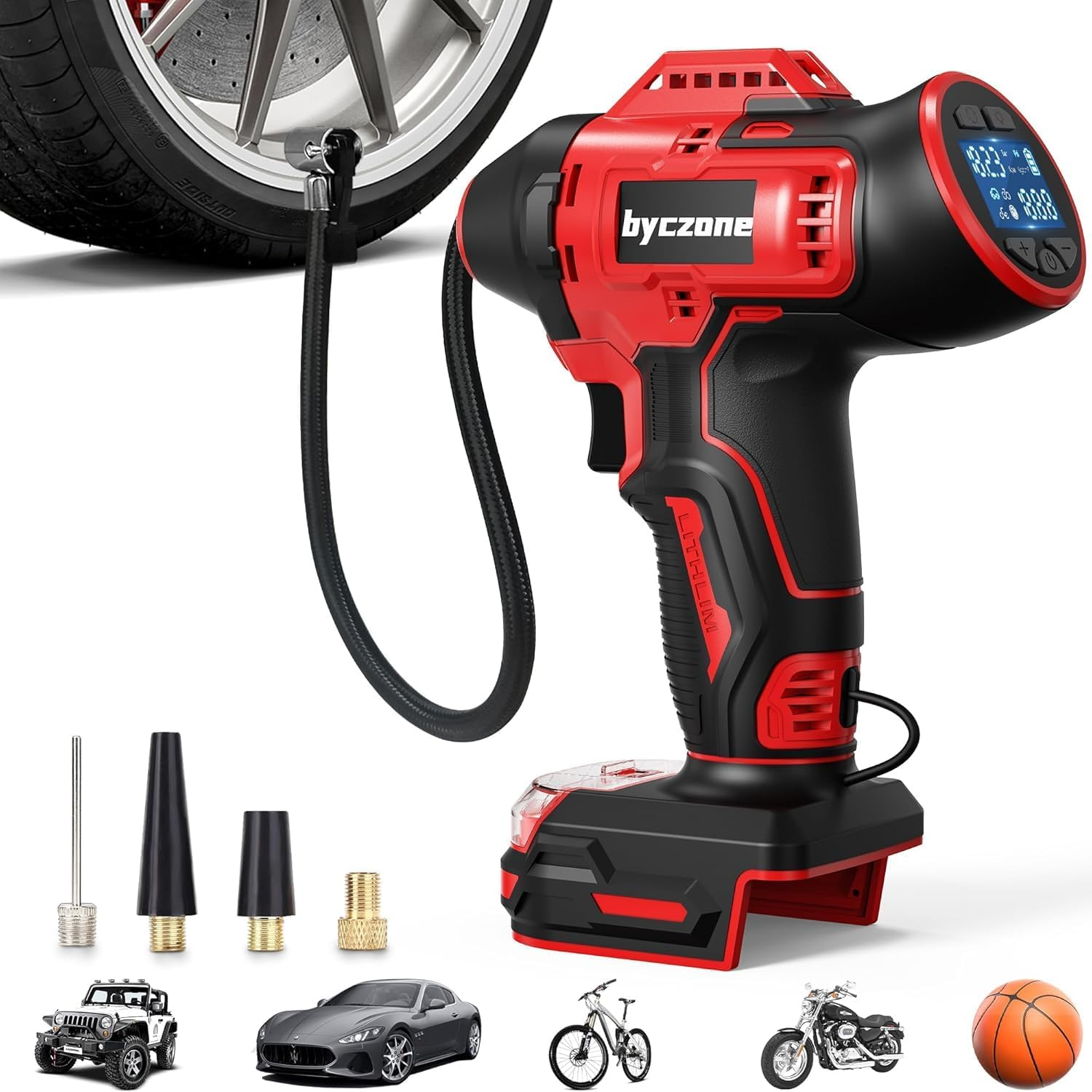 Tire Inflator Compatible with MILWAUKEE 18V Max Battery, 160 PSI Cordless Air Compressor with LCD Digital Pressure Gauge for Car, Bike, Sport Ball (No Battery)