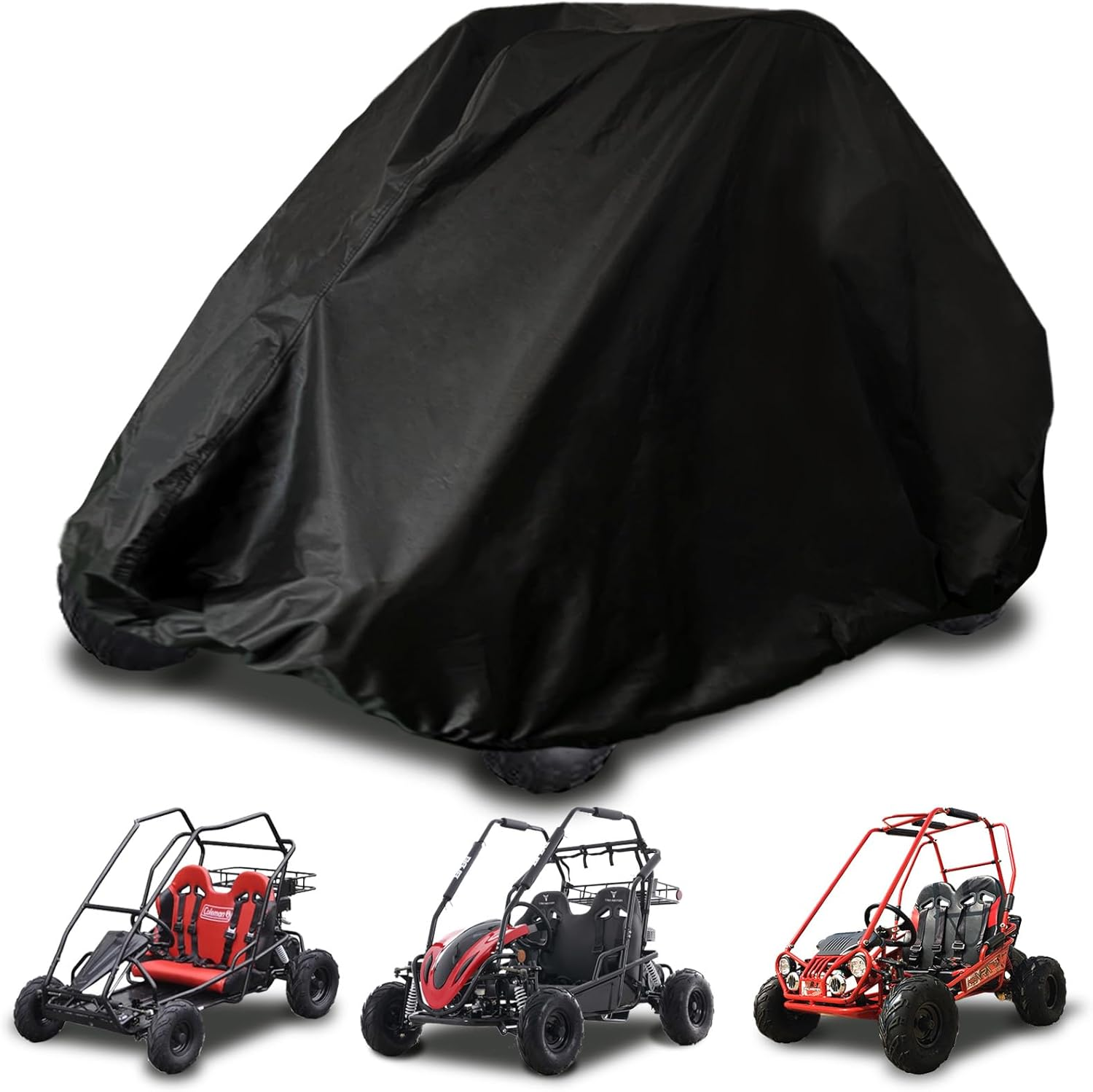 Go Kart Cover,2 Seater for Co Leman KT196 GO Kart Covers 420D Waterproof Large Go Cart Car Cover,Go Kart Accessories for Baja Trailmaster,Mudhead 67