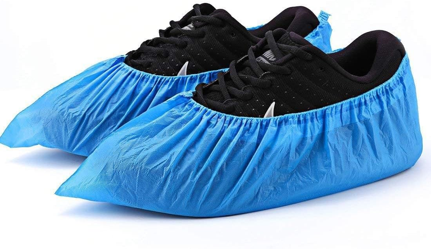 Shoe Covers Disposable Non Slip -100 Pack(50 Pairs) 15.7'' Hygienic Waterproof Foot Booties Covers Recyclable Shoe Booties Covers for Indoors, Fits up to US Men'S 11 & US Women'S 13